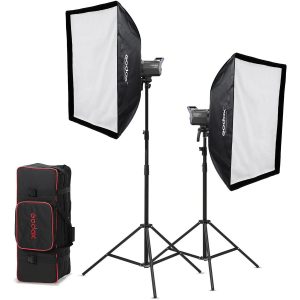 Godox LA150BI-K2 Set de 2 Luces Litemons LA150BI Bicolor Con Trípodes y Softboxes