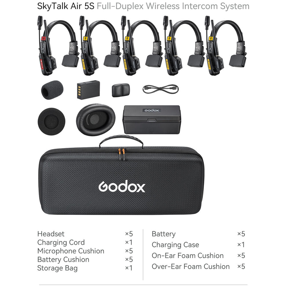 Godox SkyTalk Air 5S Sistema de Intercomunicación Inalámbrico Para 5 Personas - Imagen 2