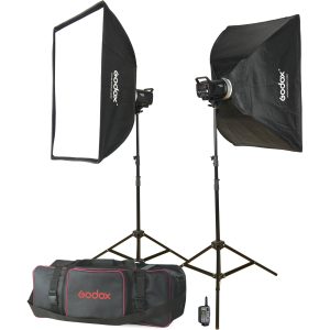 Godox MS300-F Kit de 2 Flash Estudio 300W Cada Uno Con Bolso y Trípodes