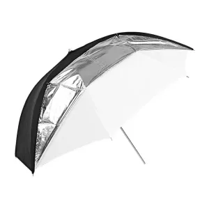 Godox UB-006 101 cms (40") Paraguas Dual, Translúcido o Rebote Blanco Con Fondo Plateado Negro Exterior